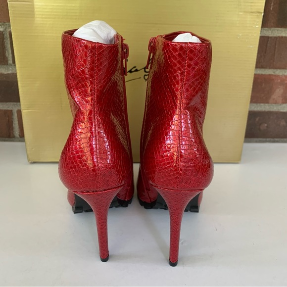 Thalia Sodi Womens Rhodes Red heeled patent ankle Booties Shoes US 7 M - Picture 5 of 9